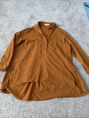 Collared Tunic Top - Rust Brown